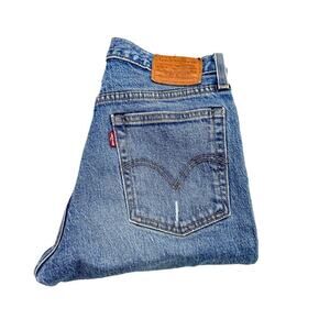 Levi's Wedgie Straight Light Wash Ripped Button Fly Denim Jeans SZ25